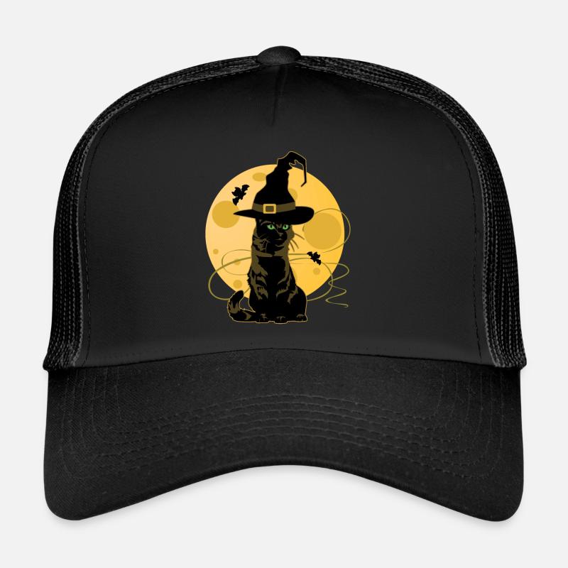 Hexen Katze Mondlicht - Trucker Cap - Schwarz/Schwarz