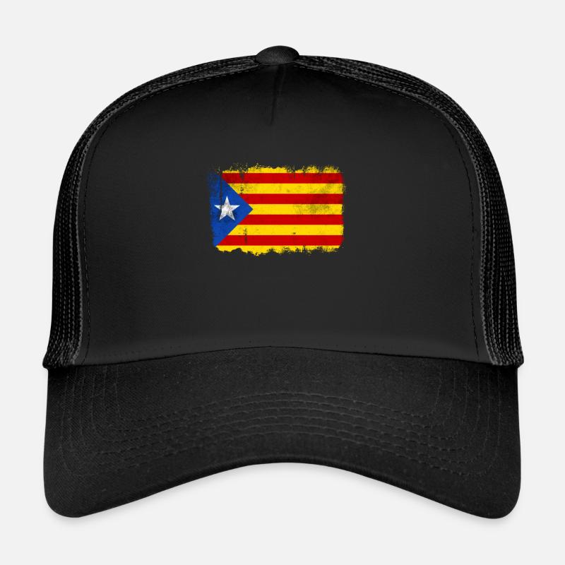 Katalonien Flagge - Trucker Cap - Schwarz/Schwarz