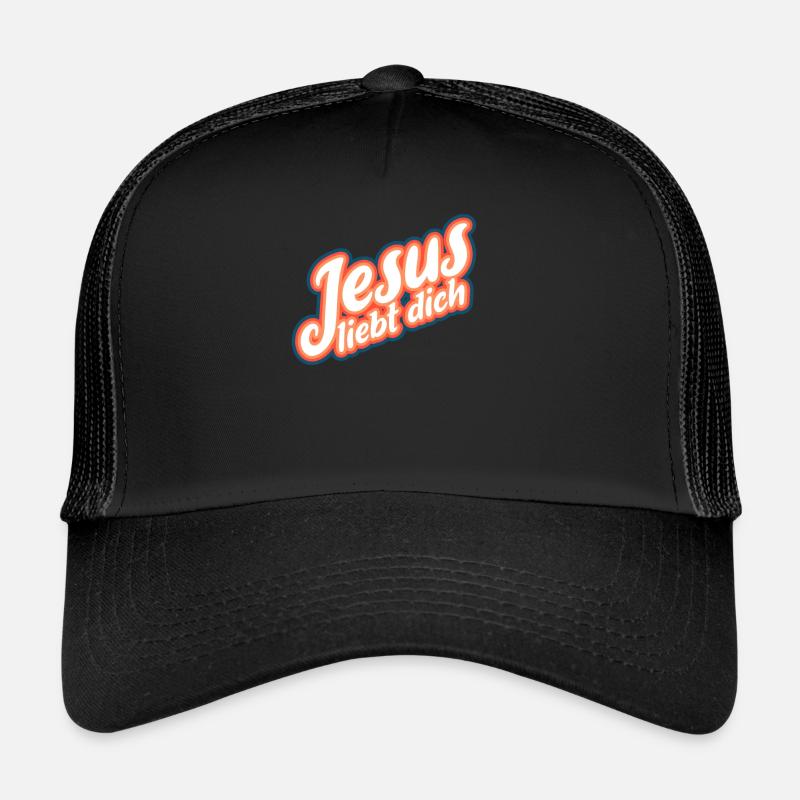 Jesus liebt dich retro Geschenk - Trucker Cap - Schwarz/Schwarz