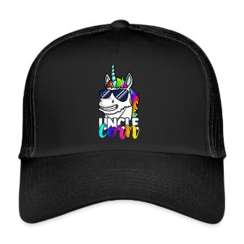 Lustiges Unclecorn Unicorn Onkel Mens Tee Cool - Trucker Cap - Schwarz/Schwarz - Vorne