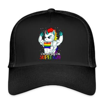 Im Not Gay Im Super Gay Unicorn Lesbian - Trucker Cap - black/black - Front