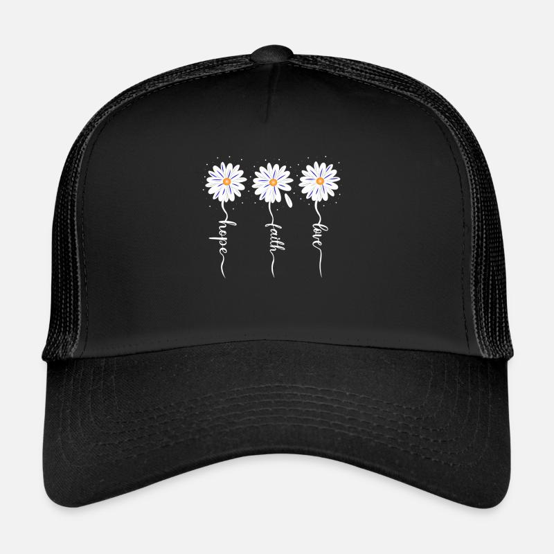 faith hope love Gänseblümchen - Trucker Cap - Schwarz/Schwarz