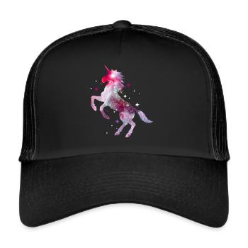 Einhorn Unicorn Pferd Glitzer Isländer - Trucker Cap - Schwarz/Schwarz - Vorne