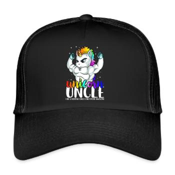 Einhorn Onkel Wie normaler Onkel Nur Awesome Mens - Trucker Cap - Schwarz/Schwarz - Vorne