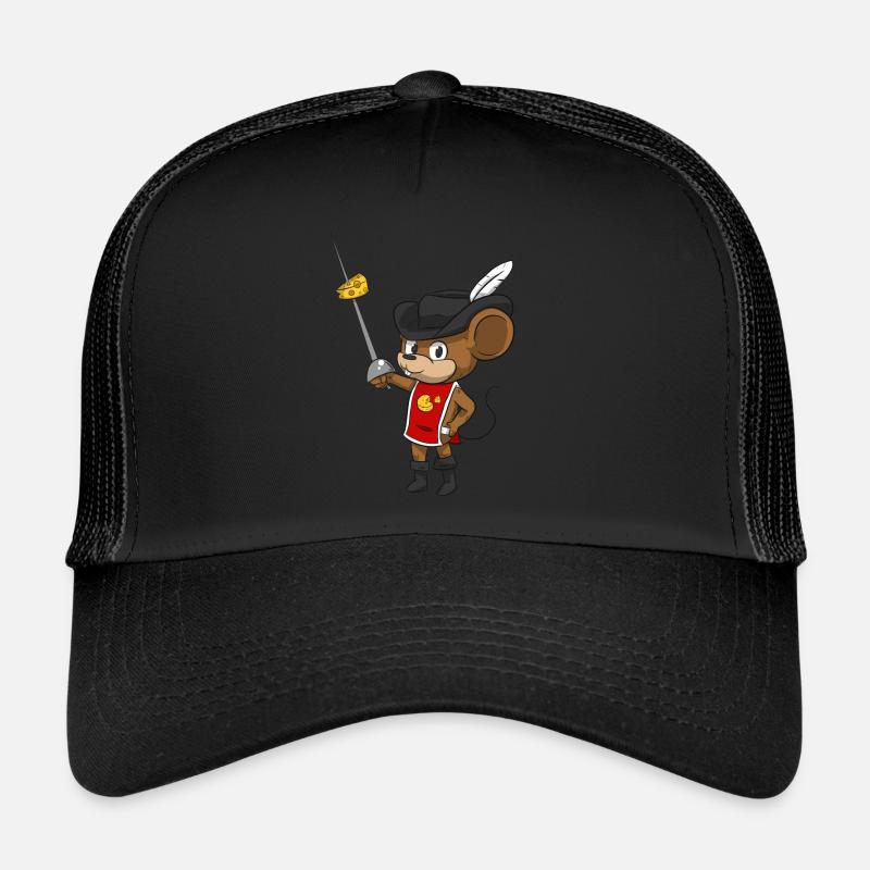 Maus Musketier mit Degen - Trucker Cap - Schwarz/Schwarz