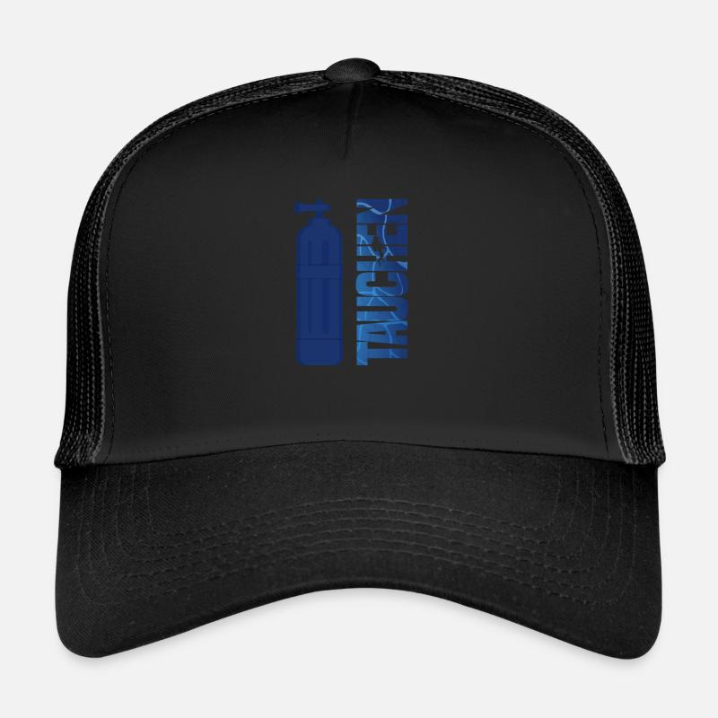 The word diving with a diving bottle Trucker Cap