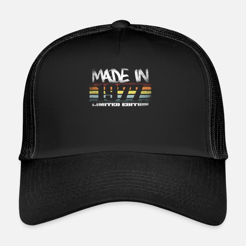 Made In 1977 Limited Edition - Zum 43. Geburtstag - Trucker Cap - Schwarz/Schwarz