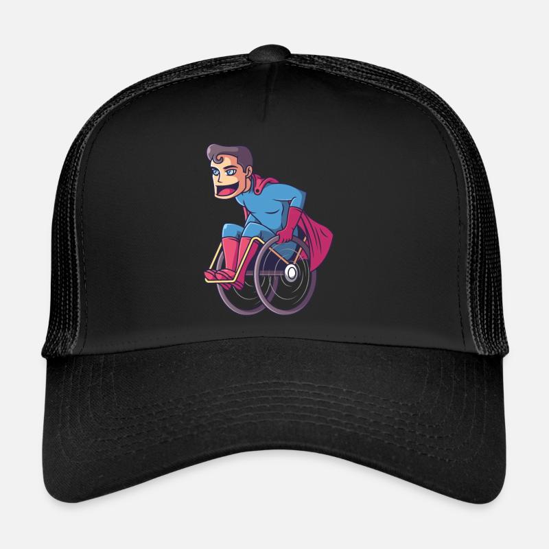 Superheld im Rollstuhl, held rollstuhlfahrer - Trucker Cap - Schwarz/Schwarz
