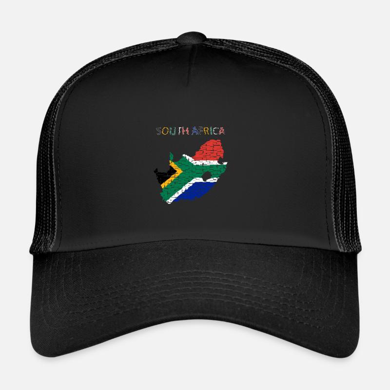Südafrika - Kunstdesign - Trucker Cap - Schwarz/Schwarz