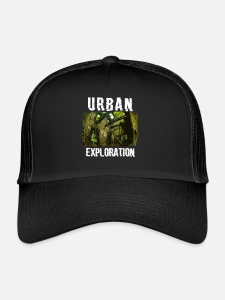 Cadeau d'exploration urbaine pour les amis d'Urbex - Casquette trucker  - noir/noir - Devant