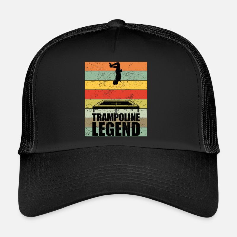 Trampoline Legend Trampolin Sprung Retro Geschenk - Trucker Cap - Schwarz/Schwarz