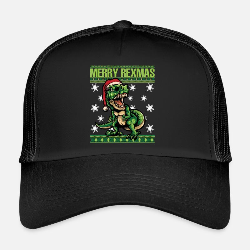 Merry Rexmas - Ugly Christmas Xmas T-Rex Design Trucker Cap