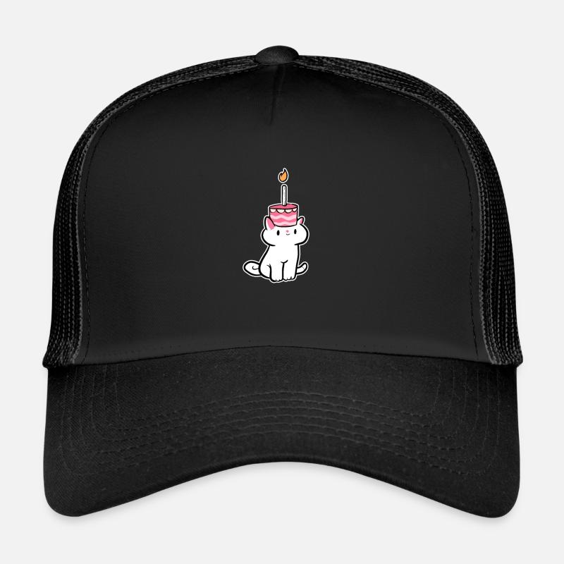 Cat-Kuchen Katzen-Inhaber Geschenk - Trucker Cap - Schwarz/Schwarz