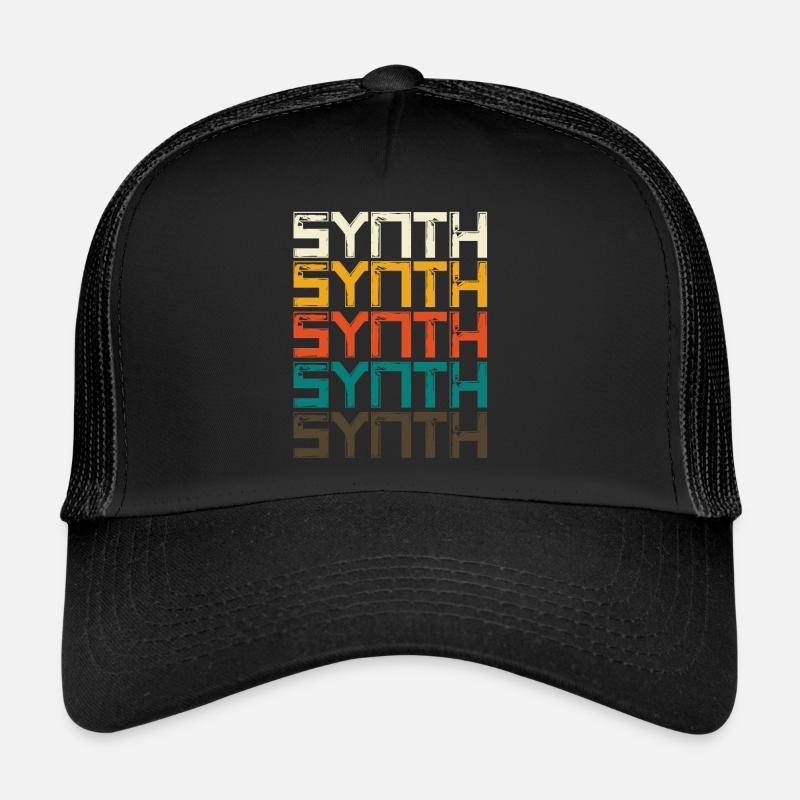Synth Synthesizer Keyboard Geschenk - Trucker Cap - Schwarz/Schwarz