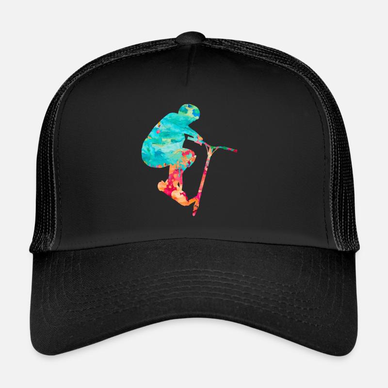 Sportliches Stuntscooter Design - Trucker Cap - Schwarz/Schwarz