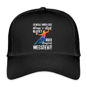 Handball Handballspieler Sport lustig Geschenk - Trucker Cap - Schwarz/Schwarz - Vorne