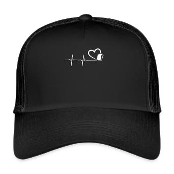 Hedgehog Heartbeat Heartbeat Heart Prickle EKG - Trucker Cap - black/black - Front