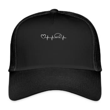 Hedgehog Heartbeat Heartbeat Heart Prickle EKG - Trucker Cap - black/black - Front