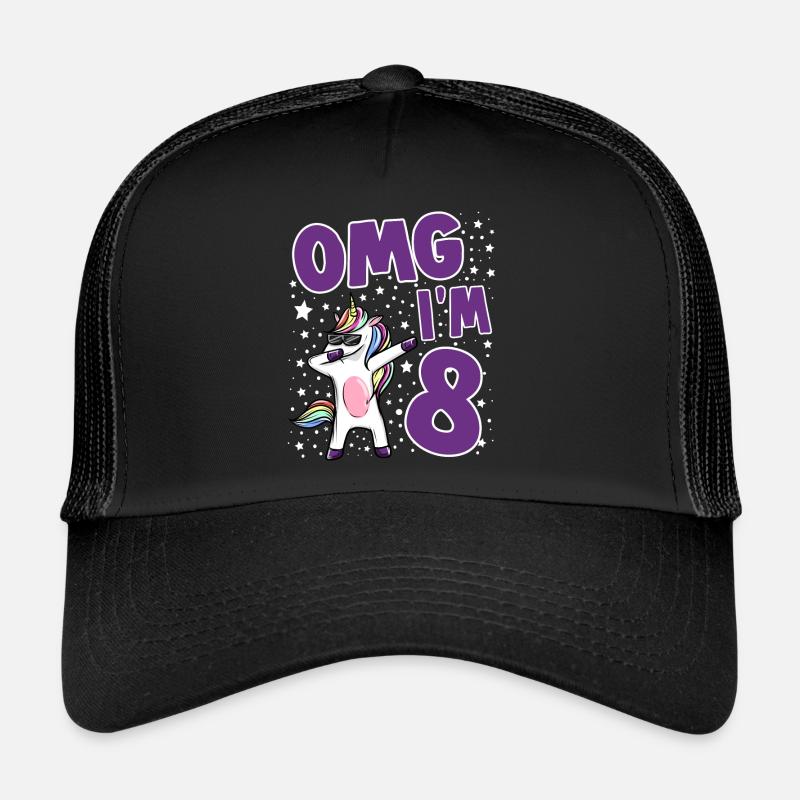 OMG I AM 8 - Trucker Cap - Schwarz/Schwarz