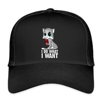 Ich mache was ich will Mörderische süße Katze Ex Freundin - Trucker Cap - Schwarz/Schwarz - Vorne