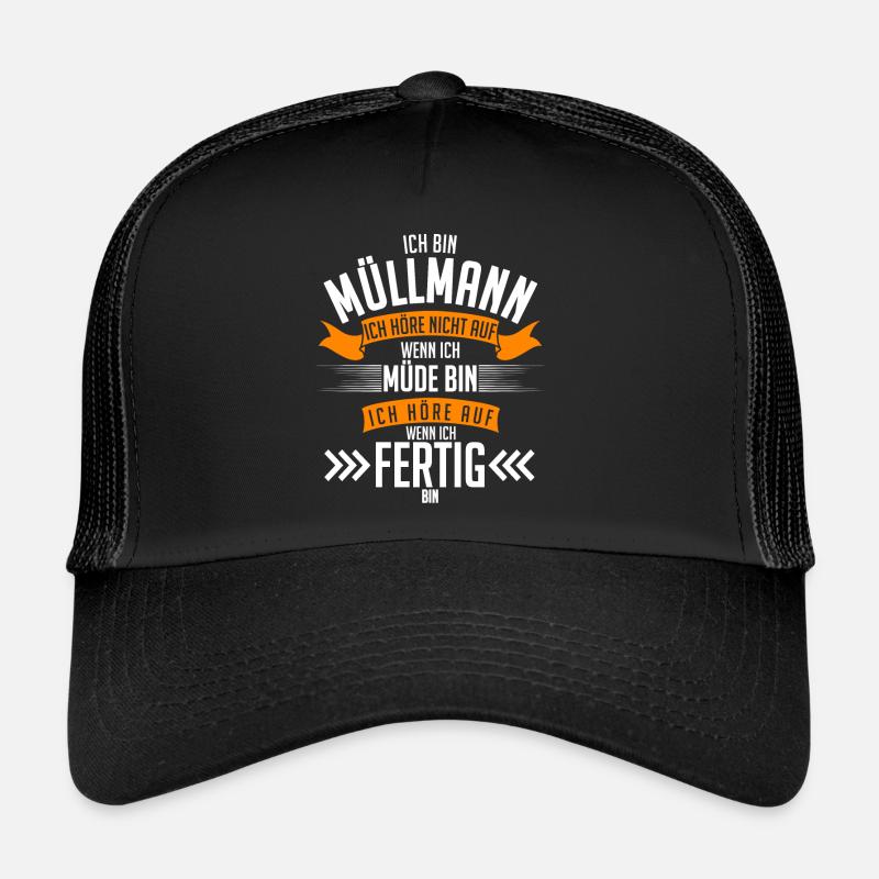 Müllmann Geschenk Müllabführ - Trucker Cap - Schwarz/Schwarz