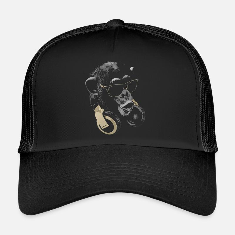 Affe DJ Bling - Trucker Cap - Schwarz/Schwarz