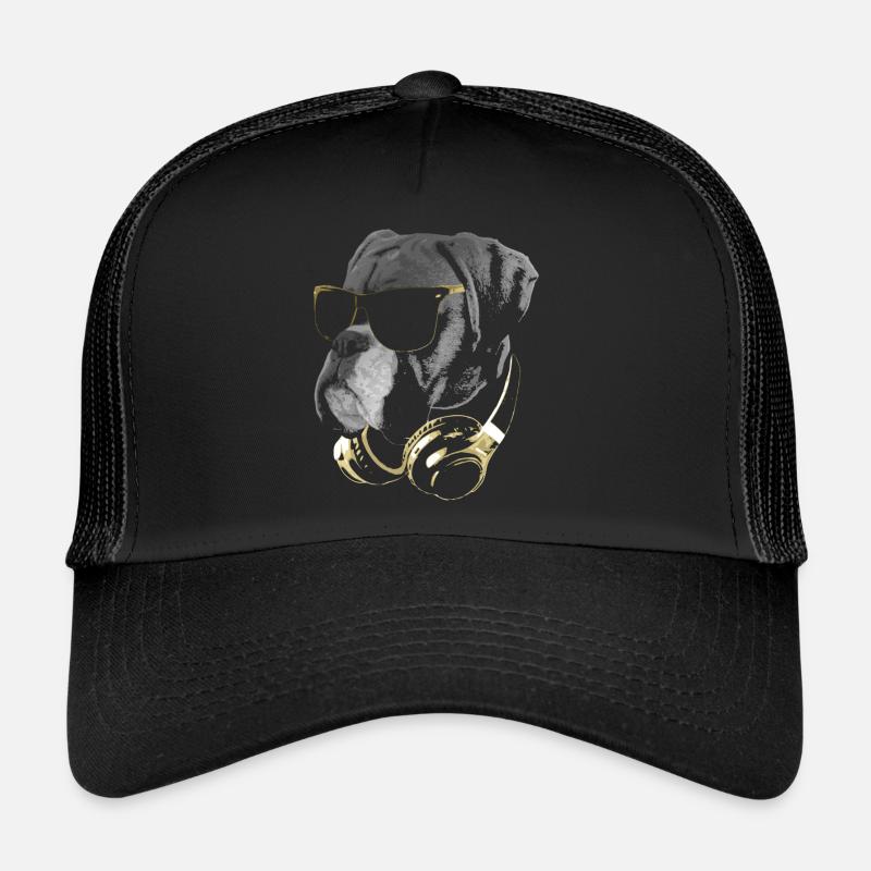 DJ Boxer Dog Bling - Trucker Cap - black/black