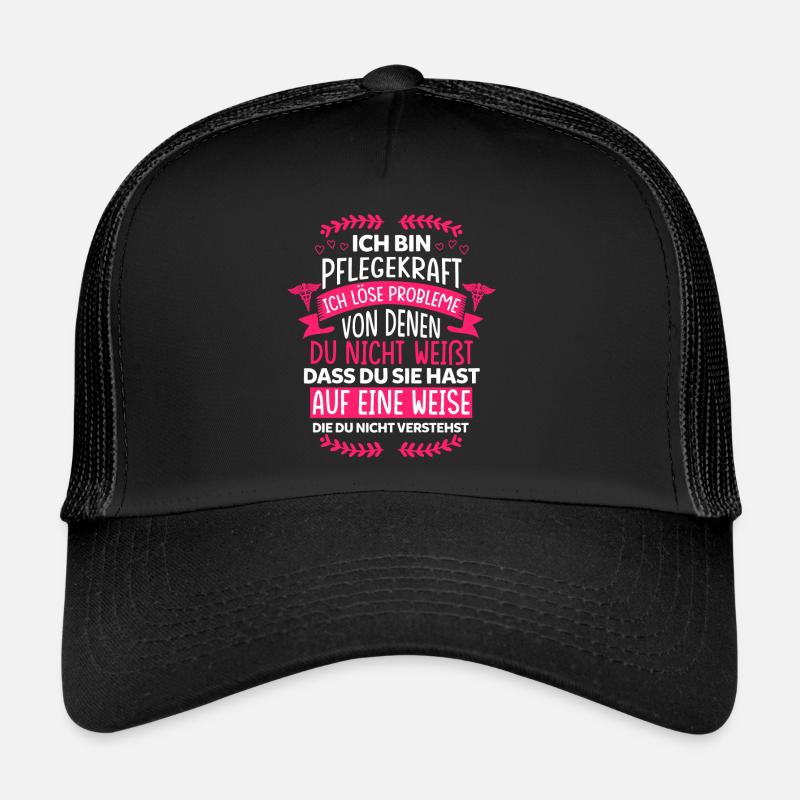Pflegekraft Altenpfleger Altenpflegerin Geschenk - Trucker Cap - Schwarz/Schwarz