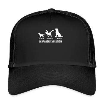 Labrador Evolution für einen Hundehalter Labrador - Trucker Cap - Schwarz/Schwarz - Vorne