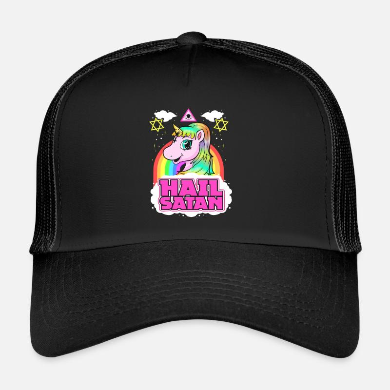 Hail Satan Einhorn - Death Metal Regenbogen Design Trucker Cap