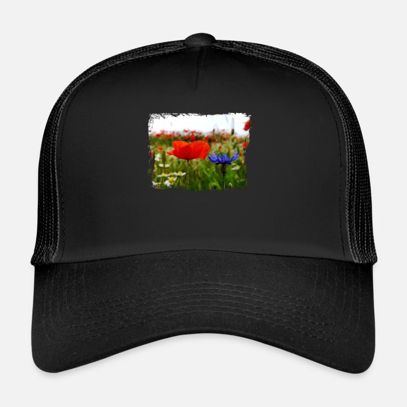 Peintures à l'huile de champ d'été de fleurs de pavot Casquette trucker 