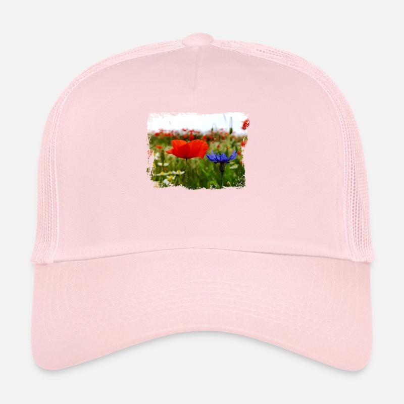 Peintures à l'huile de champ d'été de fleurs de pavot Casquette trucker 