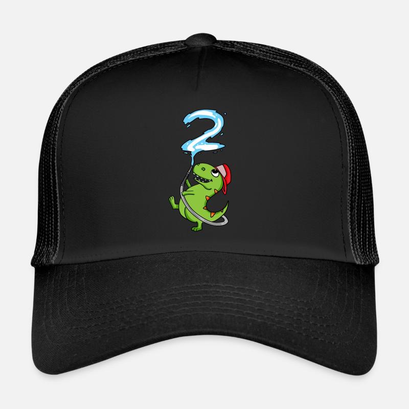 2 Geburtstag Dinosaurier Feuerwehr - Trucker Cap - Schwarz/Schwarz