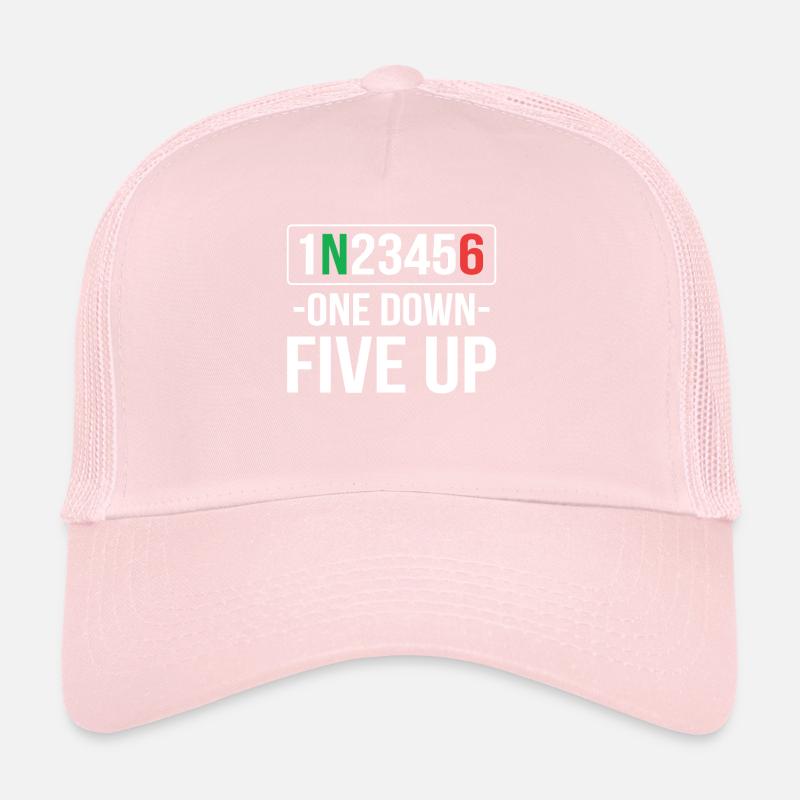 One Down Motorcycle Motorcyclist Five Up Trucker Cap