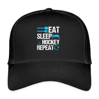 Eat Sleep Hockey Repeat Icon Graphic Cool - Trucker Cap - black/black - Front