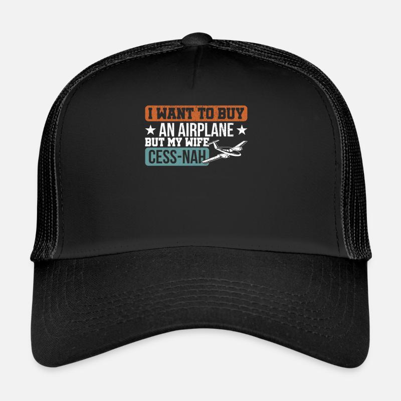 Plane flying aviator pilot gift - Trucker Cap - black/black