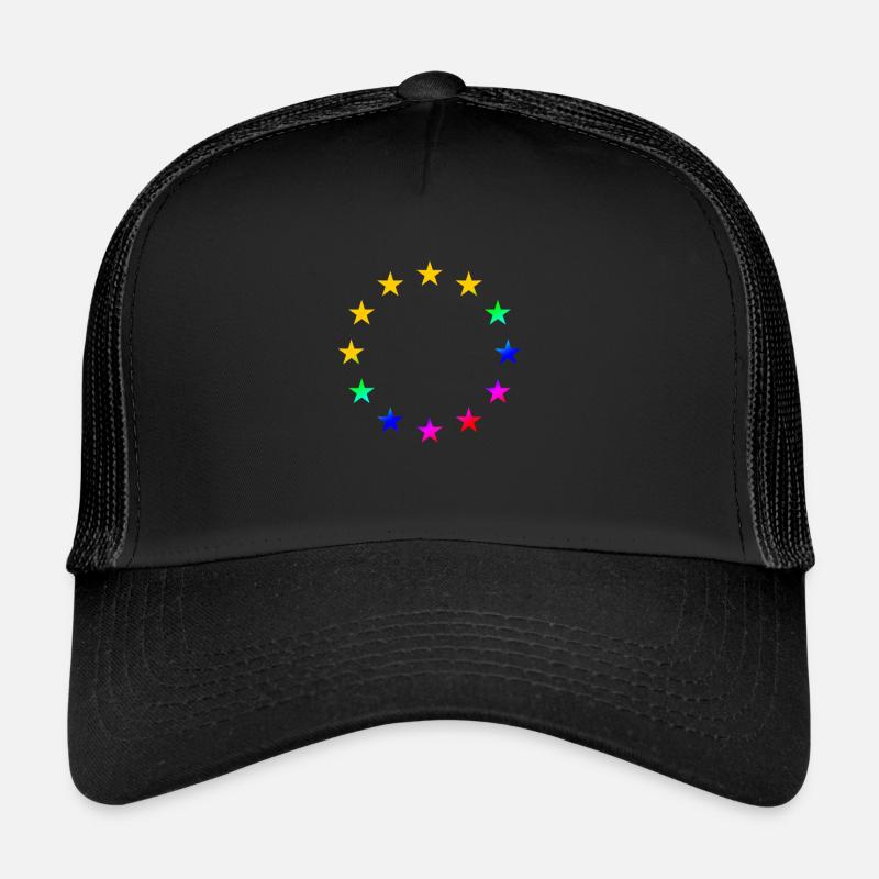 EU Sterne Europa Regenbogen - Trucker Cap - Schwarz/Schwarz