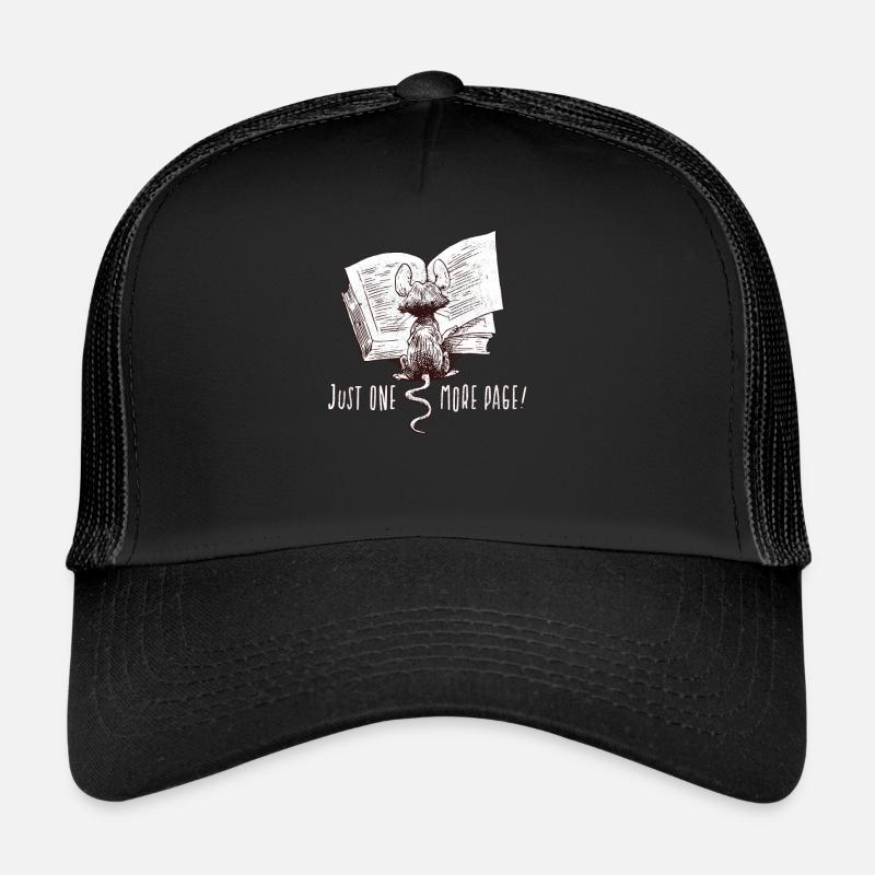 Only one page left I Book Mouse I Bookworm Fun - Trucker Cap - black/black