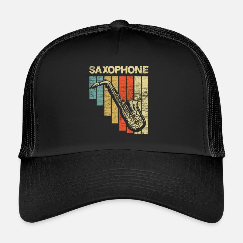 Saxophon Retro - Trucker Cap - Schwarz/Schwarz