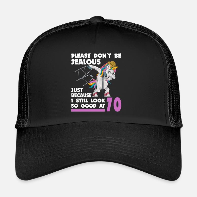 70e anniversaire 70 ans licorne avec bâton de déambulateur Casquette trucker 