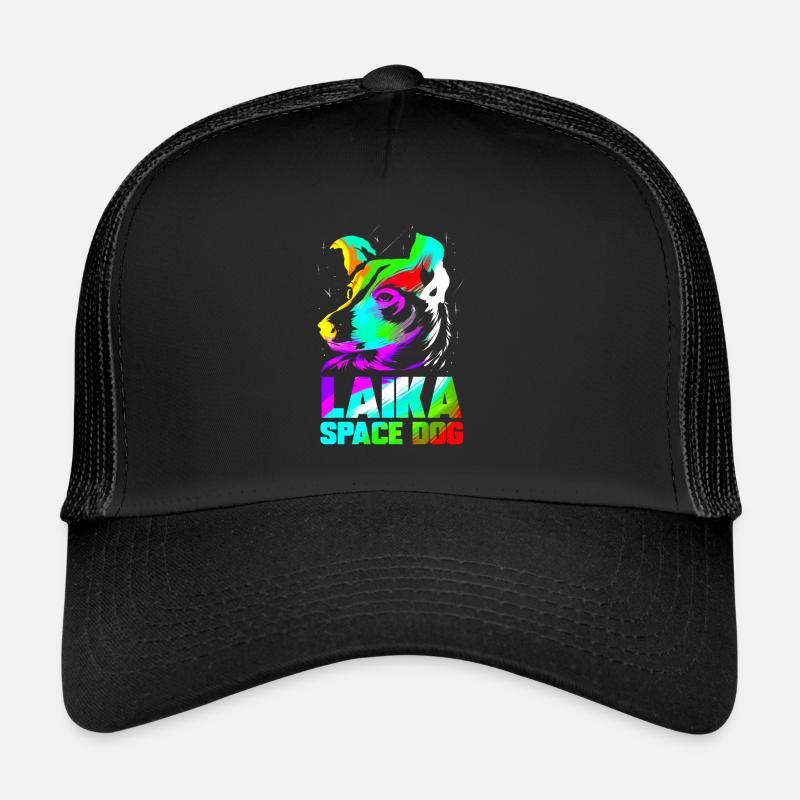 Laika Space Hund Sowjetunion Russland Raumfahrt - Trucker Cap - Schwarz/Schwarz