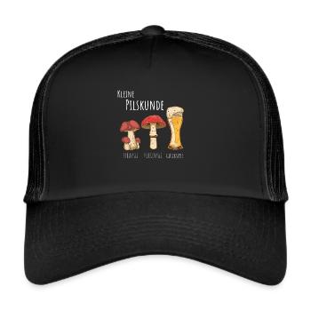 Pils Bier Kleine Pilzkunde Pilze sammeln - Trucker Cap - Schwarz/Schwarz - Vorne