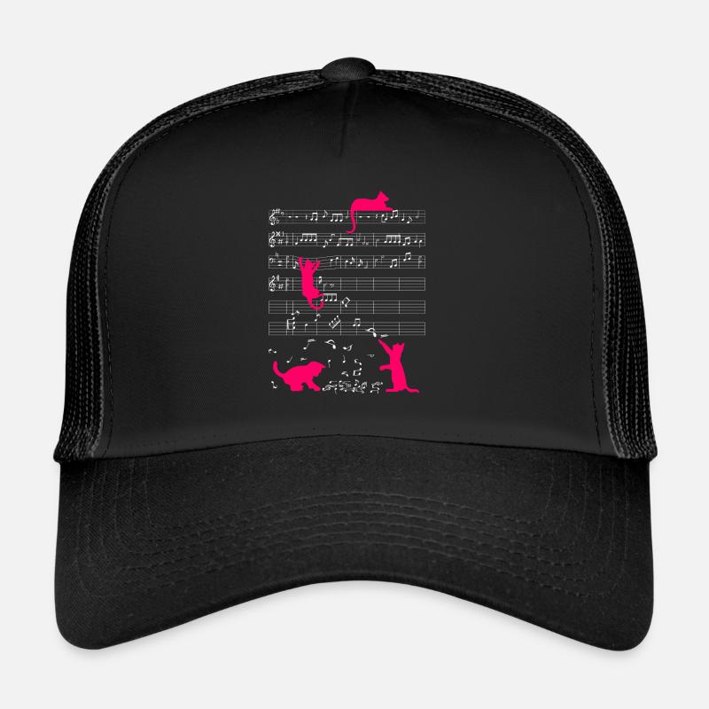 Note de musique de chat mignon musicien de partition rose Casquette trucker 