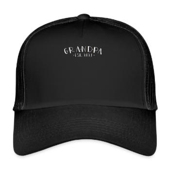 Grandpa Est. 2021 Opa Geschenk Großvater - Trucker Cap - Schwarz/Schwarz - Vorne