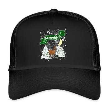 Winter im Erzgebirge - Trucker Cap - Schwarz/Schwarz - Vorne