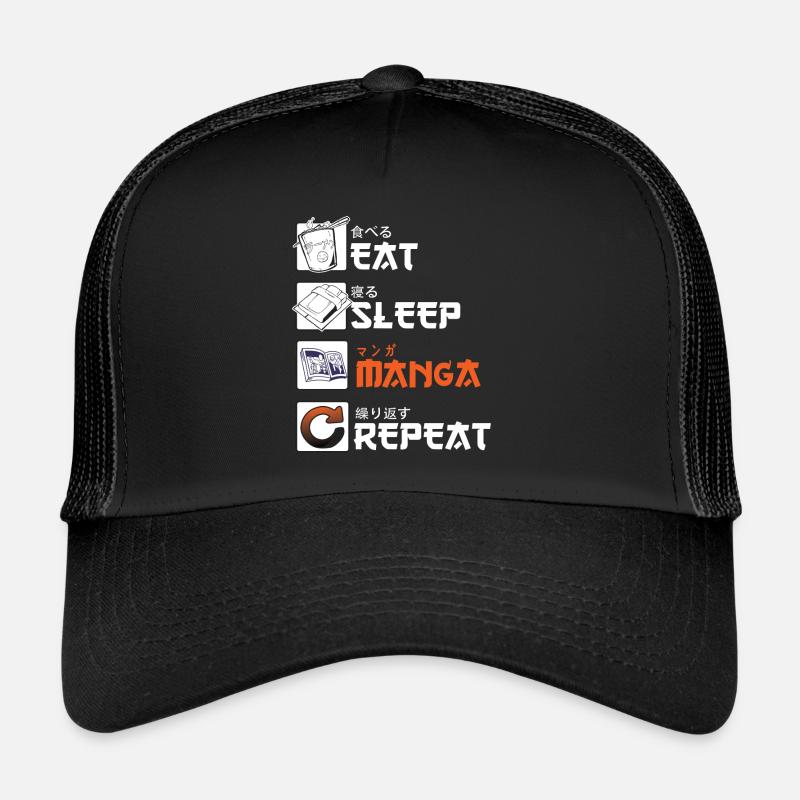 eat sleep manga repeat Trucker Cap