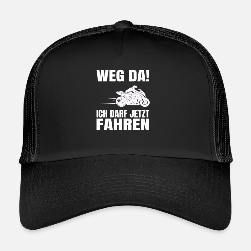 Motorrad Führerschein Bestanden Weg Da! Geschenk - Trucker Cap - Schwarz/Schwarz