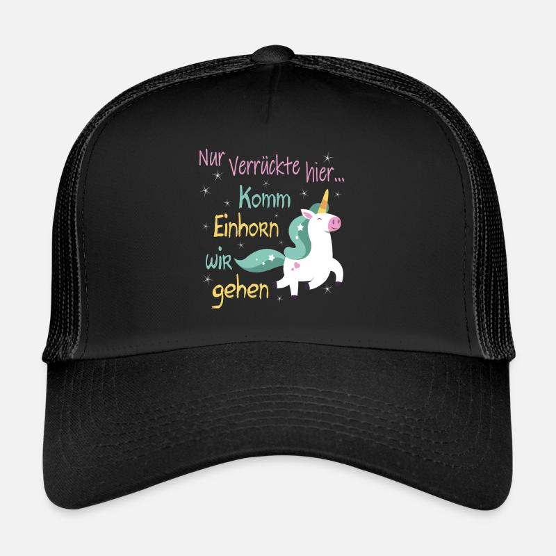Komm Einhorn wir gehen magical cute unicorn gift - Trucker Cap - Schwarz/Schwarz