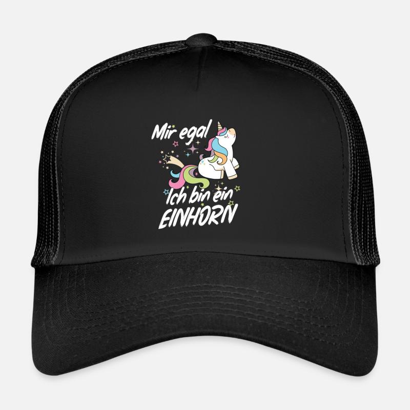 Mir Egal Ich Bin Ein Einhorn Fabelwesen, Geschenk - Trucker Cap - Schwarz/Schwarz