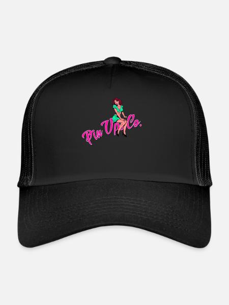 Pinup vintage rockabilly - Casquette trucker  - noir/noir - Devant